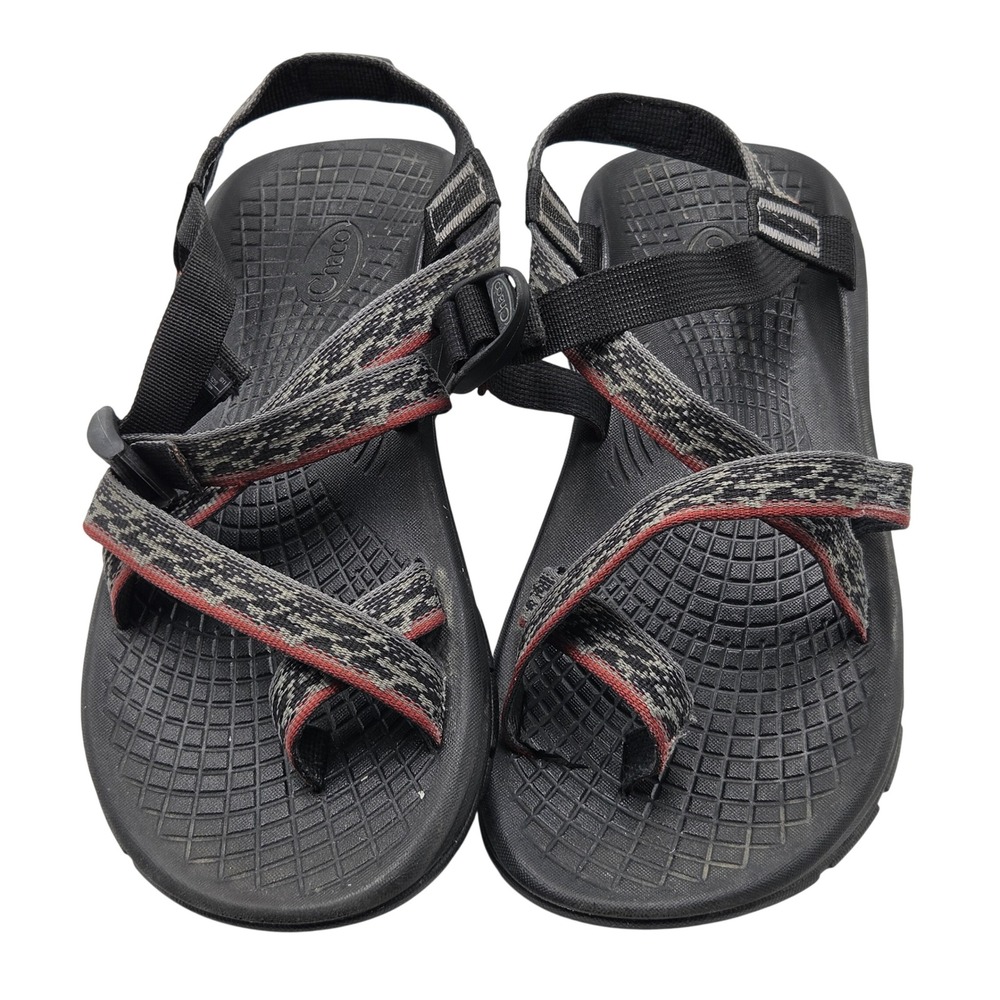 Chaco Z/Cloud 2 Sandals Mens 10 Black Gray Red Double Strap Toe Loop J106155